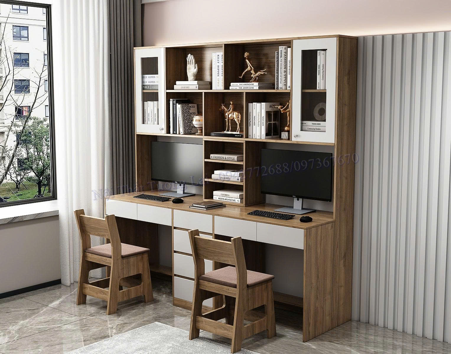 Bàn học , bàn làm việc có kệ Home 04