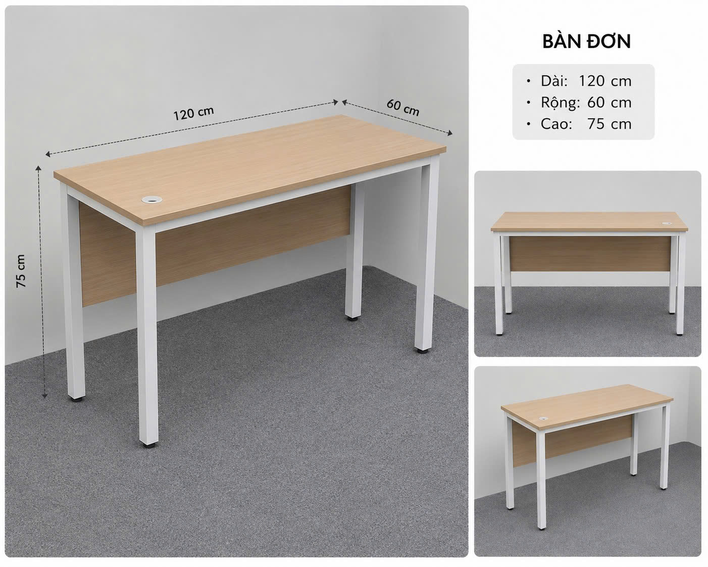 Bàn khung sắt độc lập có yếm gỗ BS2