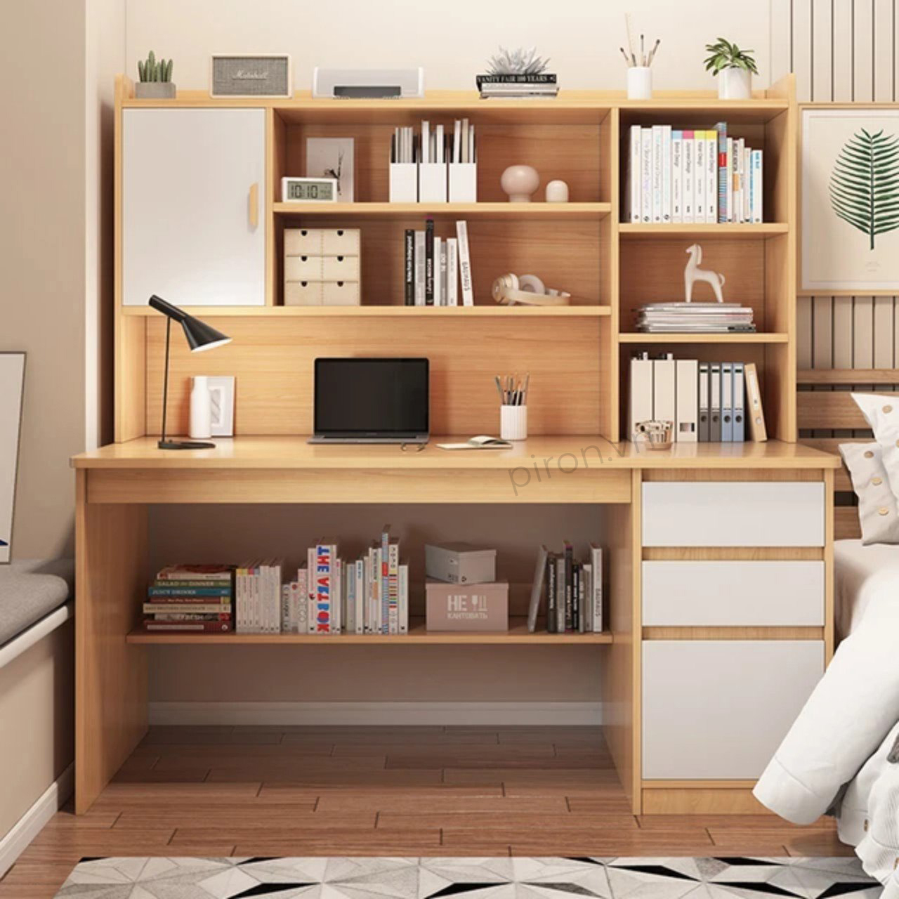 Bàn làm việc có kệ sách Home8