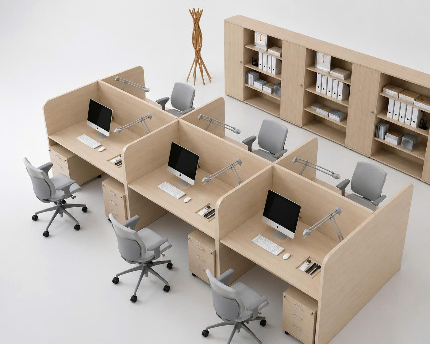 Cụm bàn làm việc 6 người có hộc CBG6-H