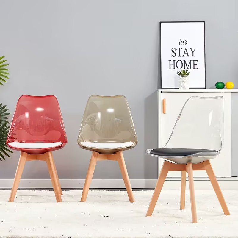 Ghế cafe mặt nệm lưng nhựa chân gỗ CF17