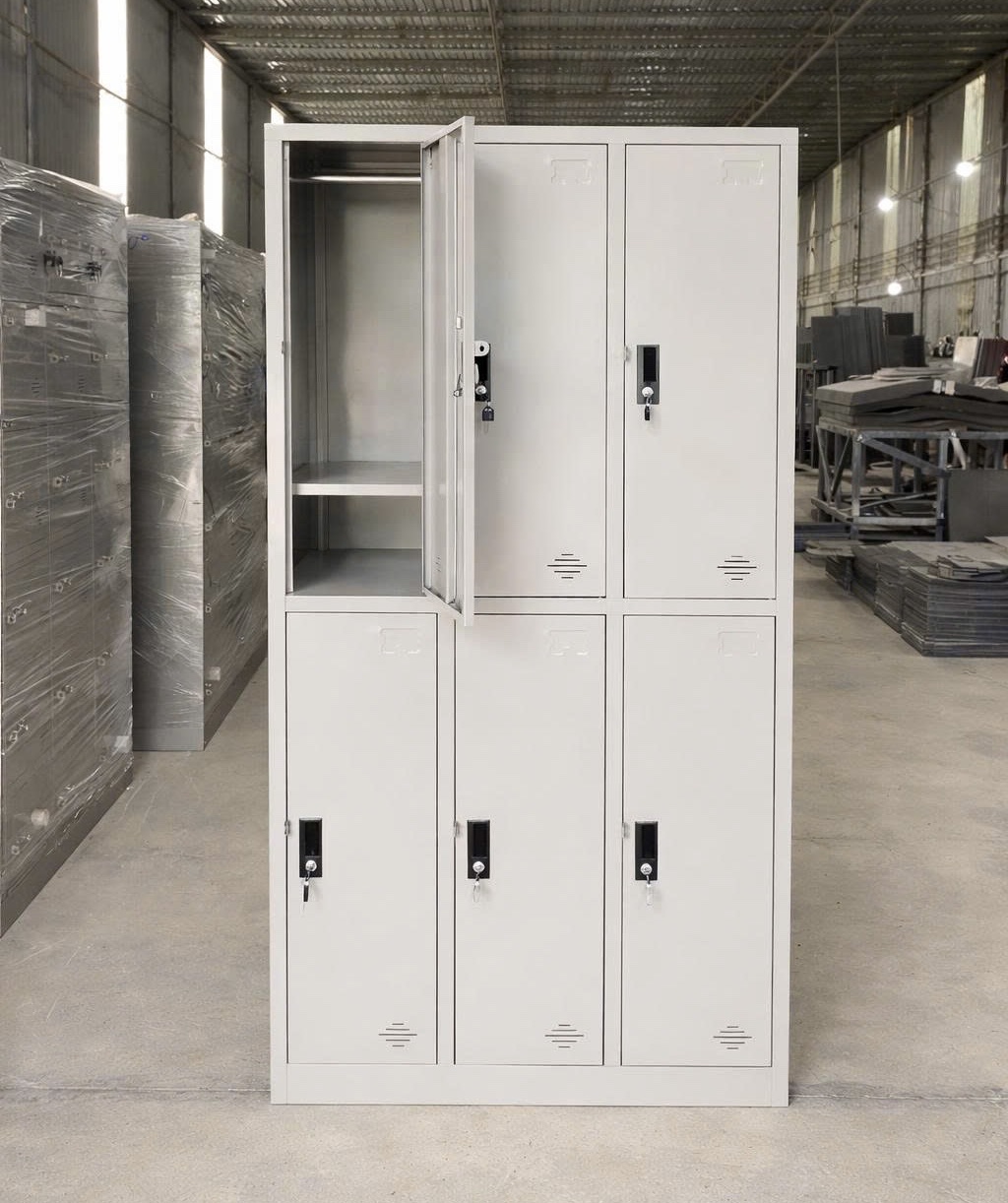 Tủ sắt locker treo áo 6 cánh 6 khoang QA03