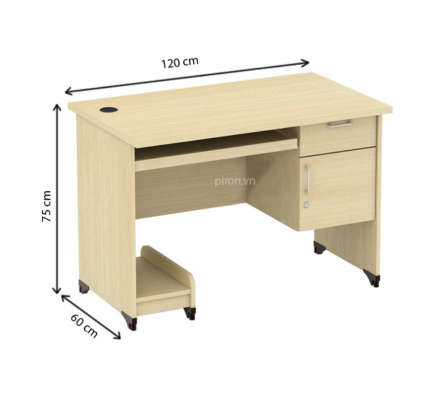 Bàn nhân viên hộc sâu có kệ máy tính BG4-4