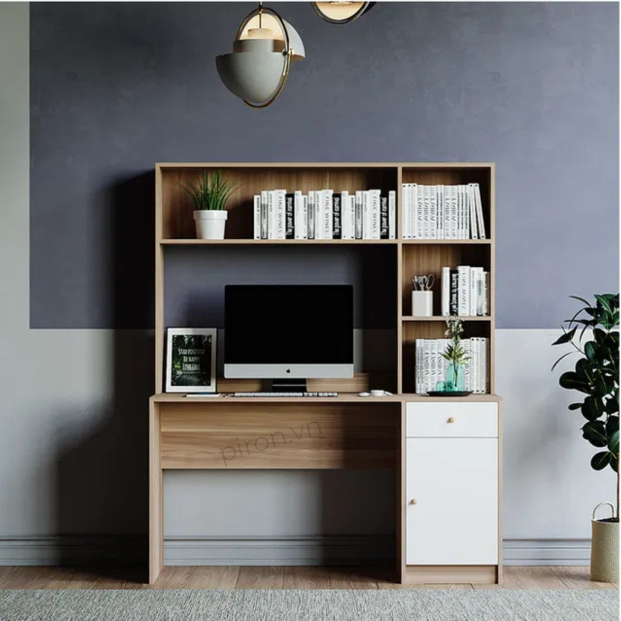 Bàn làm việc có kệ sách Home 9