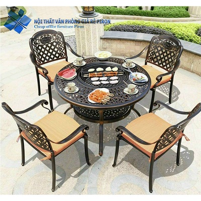 Bộ bàn ghế sân vườn kèm bếp nướng OUS14