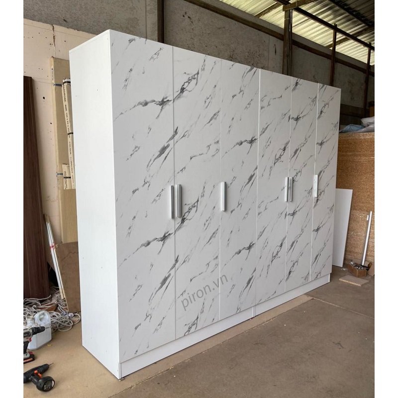 Tủ quần áo 6 cánh vân đá CT06